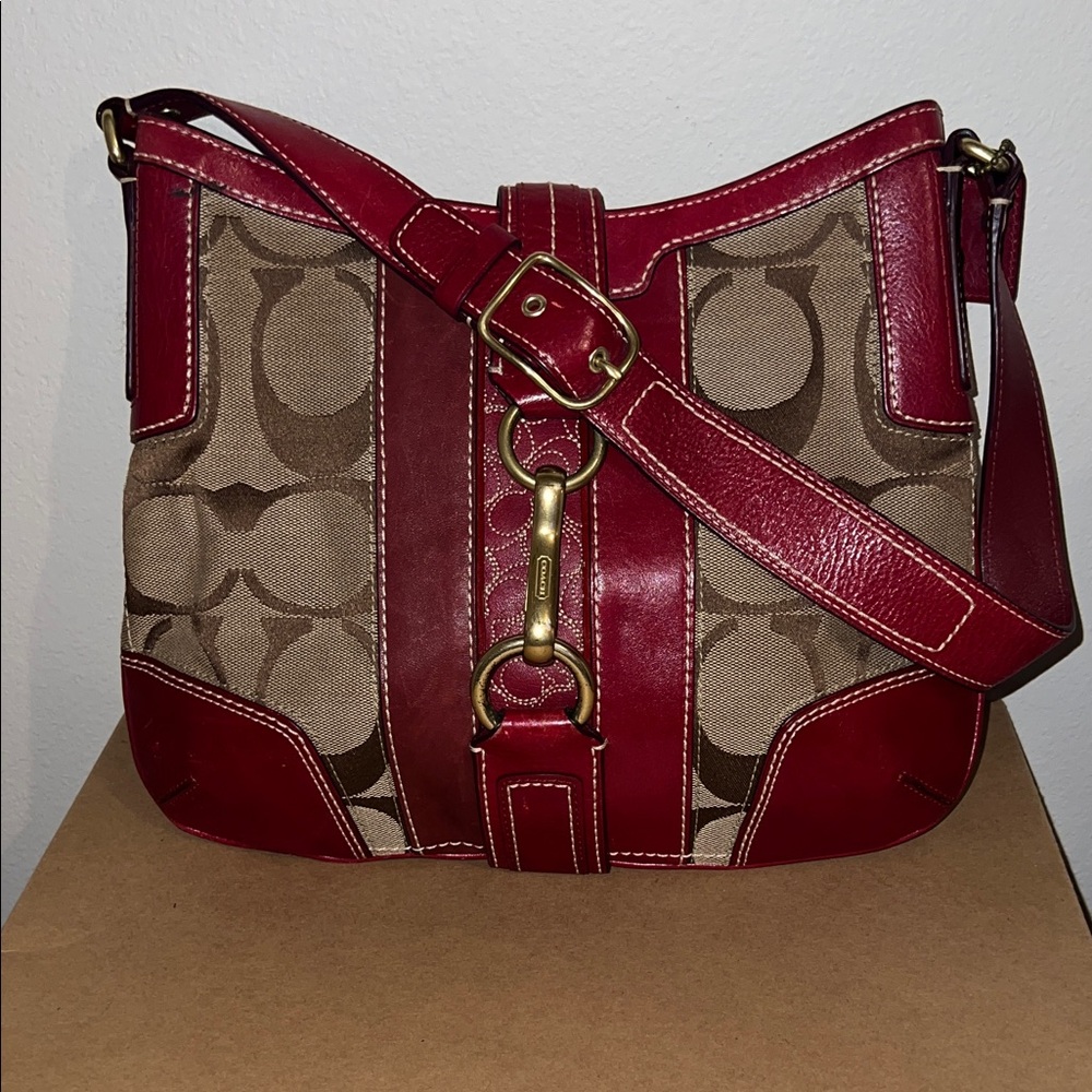 Coach Red and Brown Shoulder Bag